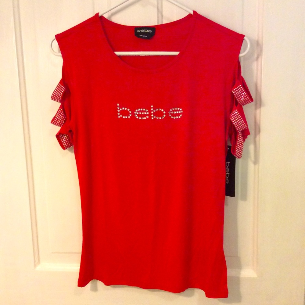 bebe strappy sleeved top